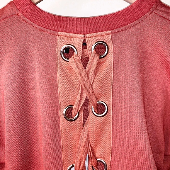 Lumiere (NWOT) Dark Orange Red Eyelets Sweatshirt - Picture 5 of 7